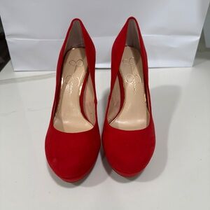Jessica Simpson Red suede heels size 6 1/2